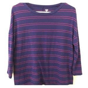 blue and purple striped shirt